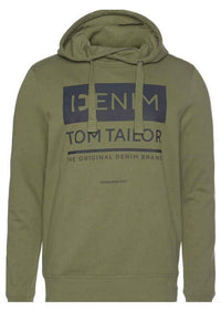 TOM TAILOR denim hooded sweatshirt with logo print on the front