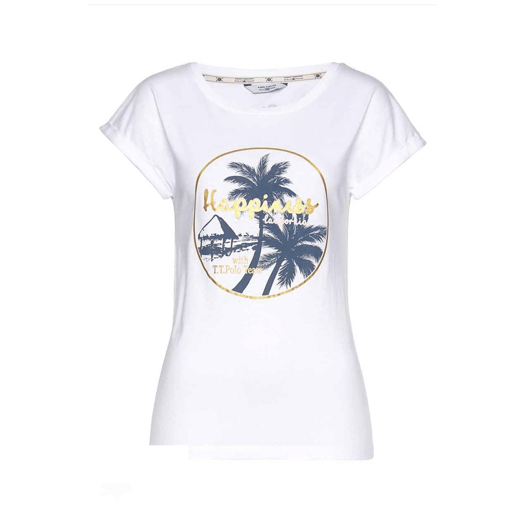 TOM TAILOR Polo Team T-shirt with a trendy Palm Beach logo print