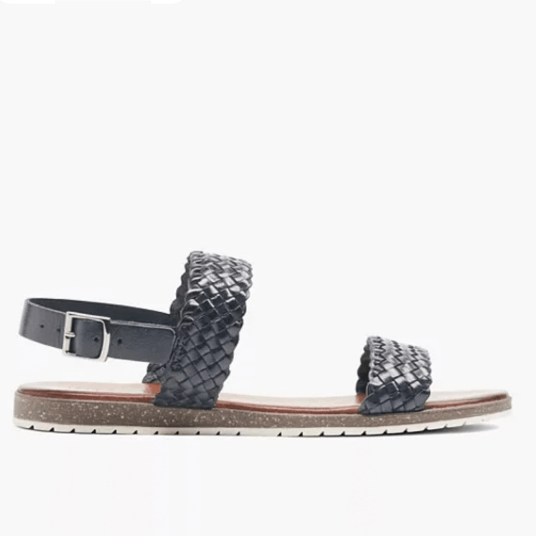 Saks Fifth Avenue Black Woven Leather Sandals